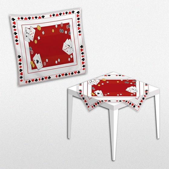 Imagem de Toalha Forro De Mesa Festa Poker Baralho Tecido Oxford 80Cm