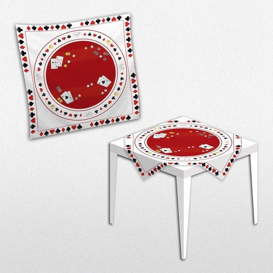 Imagem de Toalha Forro De Mesa Festa Poker Baralho Tecido Oxford 80Cm