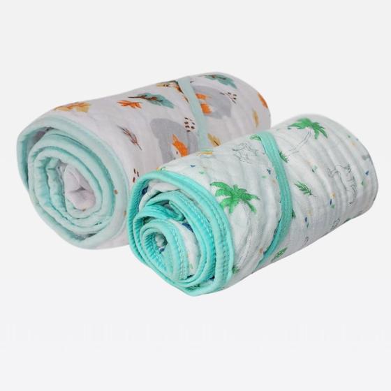 Imagem de Toalha Fralda Banho de Bebê com Capuz Tecido Soft 100% Algodão 80cm x 80cm