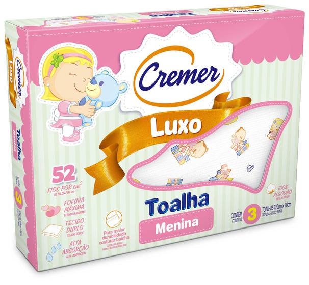 Imagem de Toalha Fralda de Pano Luxo Estampa Menina Cremer 70x120Cai