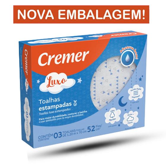 Imagem de Toalha Fralda Luxo Cremer Estampado Menino C/3 Unidades