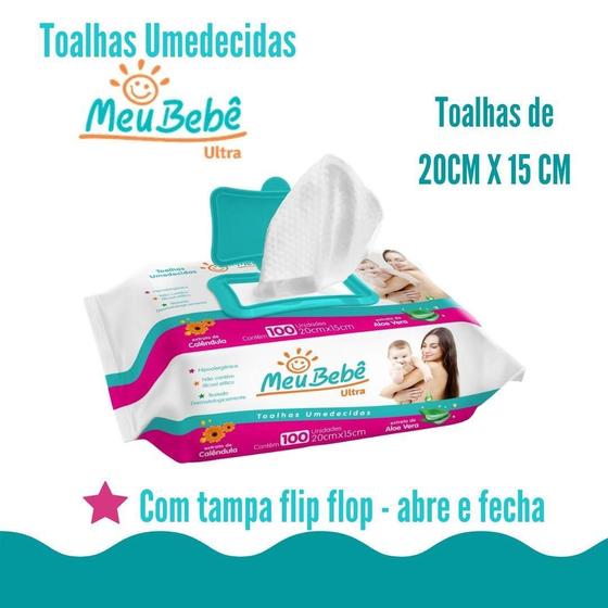 Imagem de Toalha Higiênica Umedecida Meu Bebe Ultra 600 Unidades 6Pc