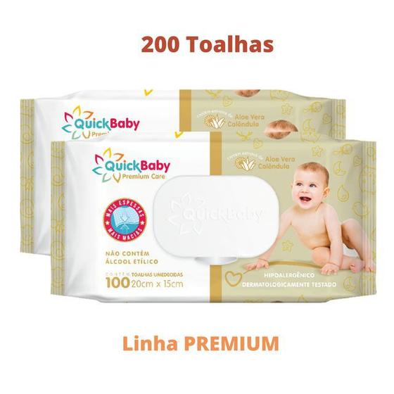 Imagem de Toalha Higiênica Umedecida Quick Baby Premium Care 200un