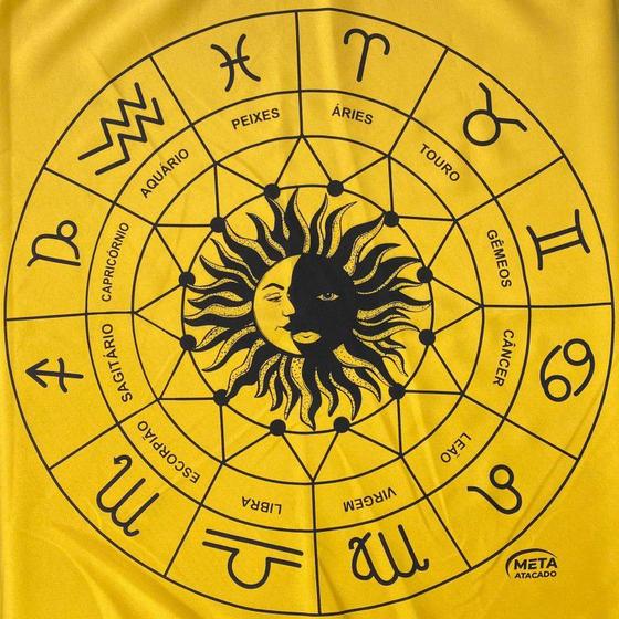 Imagem de Toalha Jogo de Cartas Zodíaco 70 x 70 cm Amarela