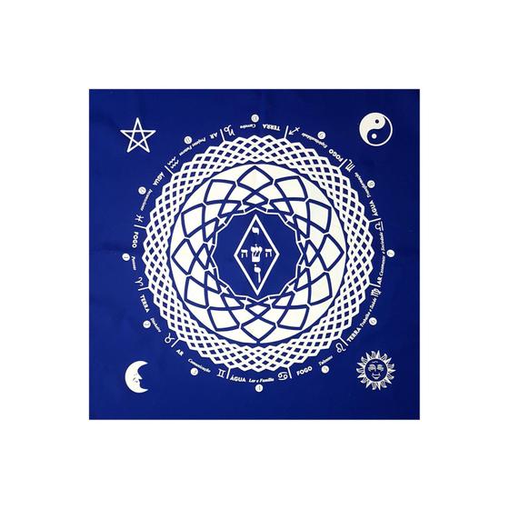 Imagem de Toalha Leitura de Tarô Elemental Magia Astral Azul Branco