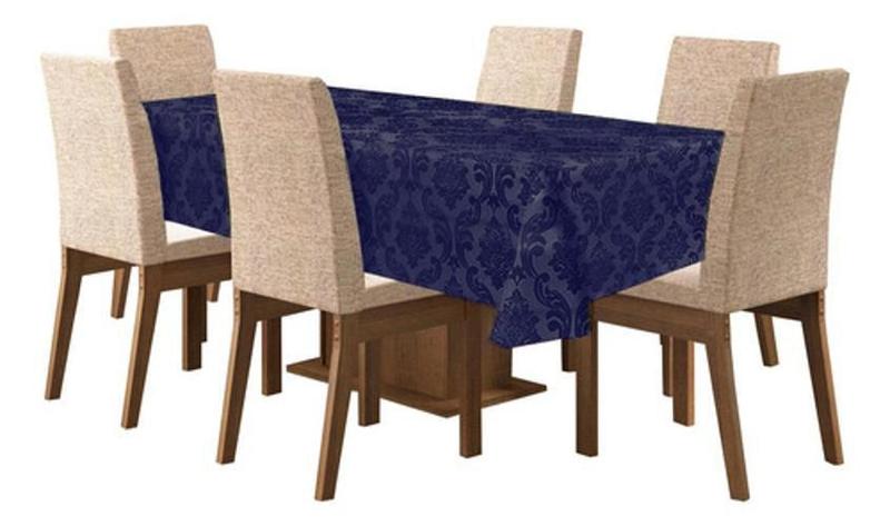 Imagem de Toalha Mesa 6 Lugare Tecido Jacquard Retangular ul Marinho