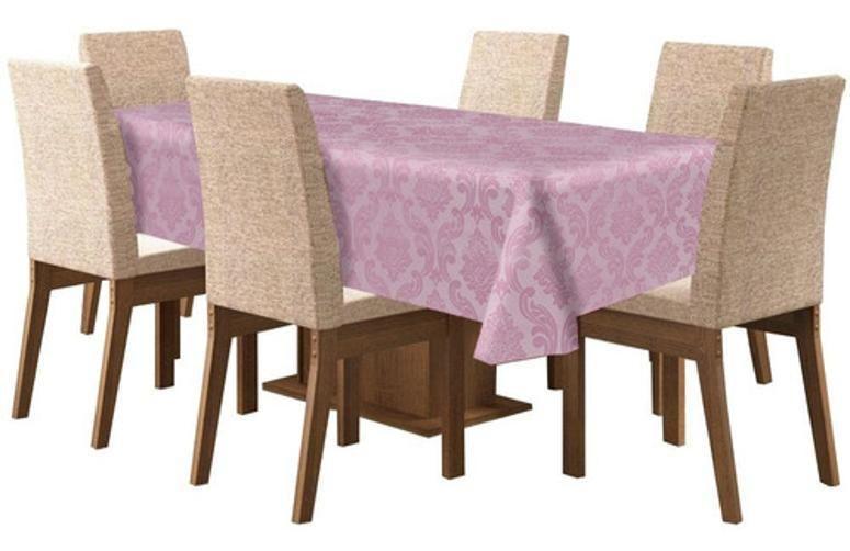 Imagem de Toalha Mesa 6 Lugares Tecido Jacquard Retangular - Rosa