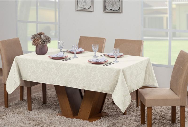 Toalha Mesa Luxo Retangular Sala Jantar Jacquard 6 Lugares Menor preço em Toalha Mesa Luxo Retangular Sala Jantar Jacquard 6 Lugares