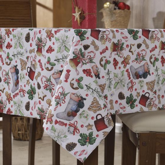 Imagem de Toalha Mesa Natal 8 Lugares Retangular Ceia Natalina Estampada