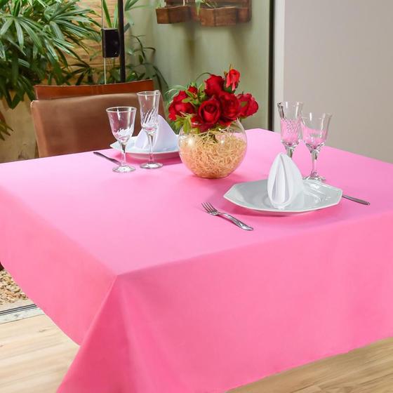 Imagem de Toalha Mesa Posta 12 Cadeiras Oxford Lisa 3,50M X 1,40M Pink