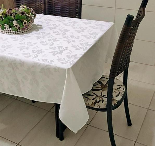 Imagem de Toalha Mesa Quadrada Jacquard 4 Lugares 140X140Cm Branco