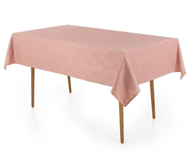 Imagem de Toalha Mesa Retangular 6 Lugares Jacquard Melli Rosa Karsten