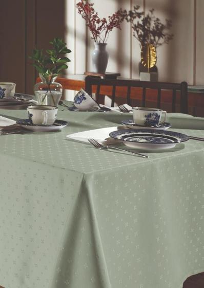 Imagem de Toalha Mesa Retangular 6 Lugares Jacquard Requinte Verde