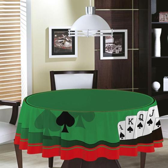 Imagem de Toalha Mesa Teka Cassino Verde Estampada Aveludada