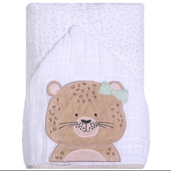 Imagem de TOALHA PAPI FRIENDS 3 CAMADAS DE TECIDO SOFT INFANTIL BEBÊ 90cmX75cm C/ CAPUZ DE BICHINHO PAPI