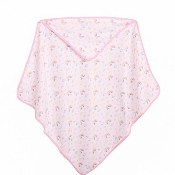 Imagem de Toalha Para Bebê 70Cm X 70Cm De Banho Com Capuz Arco-Iris