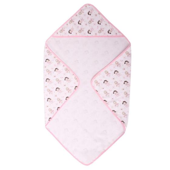 Imagem de Toalha Para Bebê 70Cm X 70Cm De Banho Com Capuz Bailarina