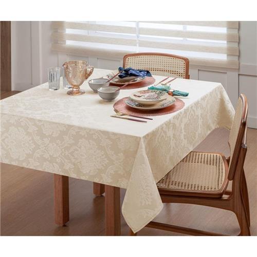 Imagem de toalha para mesa jacquard tecido retangular palha 1,40x2,00