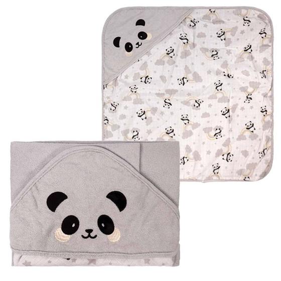 Imagem de Toalha Plush Com Capuz De Canto Bordado E Forro Fralda 68 x 68cm - Incomfral Bublim