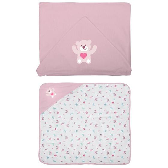 Imagem de Toalha Plush Com Capuz De Centro E Forro Fralda 68x68cm Bublim Incomfral