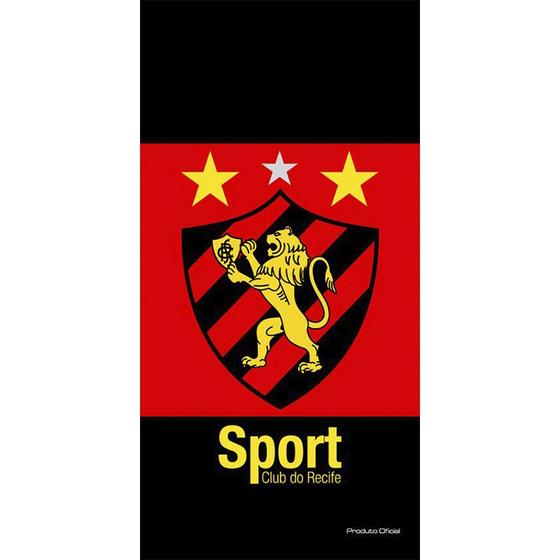 Imagem de Toalha Praia Buettner Veludo Brasão Sport Recife 70cm x 140m Preto