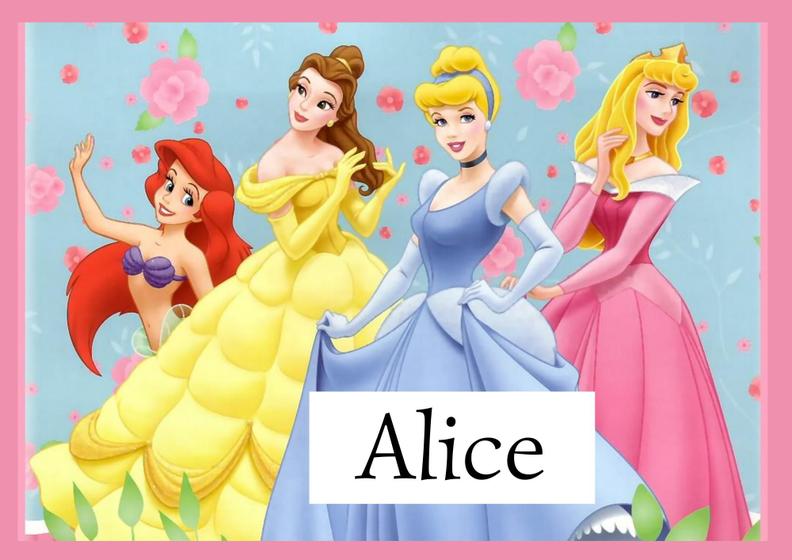 Imagem de Toalha princesa da disney tamanho 21x29,5 cm infantil com nome ALICE