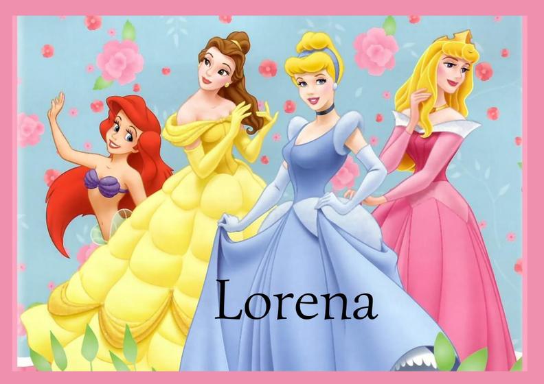 Imagem de Toalha princesa da disney Tamanho 21x29,5 cm infantil com nome LORENA