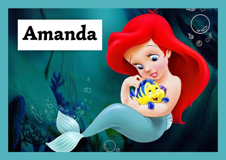 Imagem de Toalha princesas da disney Tamanho 21x29,5 cm infantil com nome  AMANDA