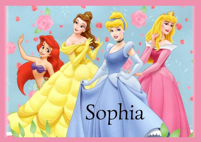 Imagem de Toalha princesas da disney Tamanho 21x29,5 cm infantil com nome Sophia