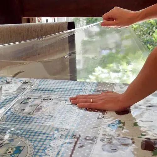 Imagem de Toalha Protetora De Mesa Quadrada Transparente Impermeável Perfetto