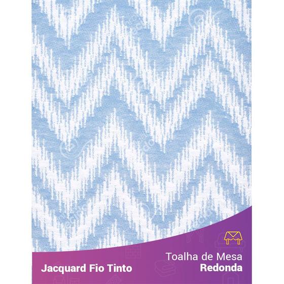 Imagem de Toalha Redonda em Tecido Jacquard Azul Bebê e Branco Chevron Fio Tinto