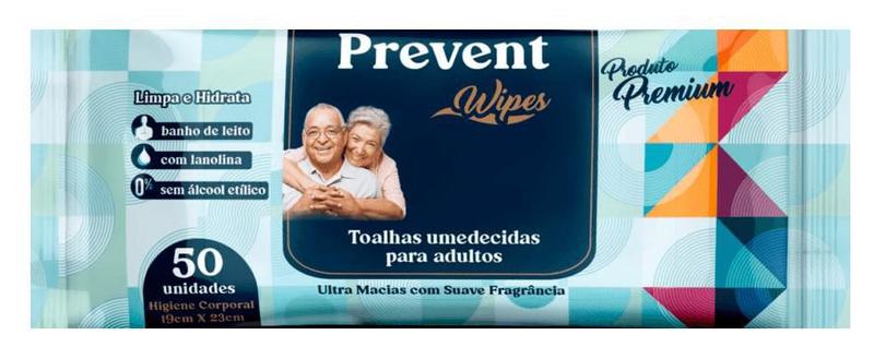 Toalha umedecida adulto prevent wipes c/50 unidades sem álcool Menor preço em Toalha umedecida adulto prevent wipes c/50 unidades sem álcool