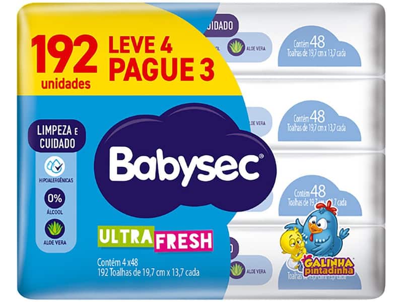 Toalha Umedecida Babysec Ultrafresh - Galinha Pintadinha 192 Unidades