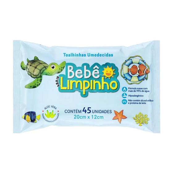 Imagem de Toalha Umedecida Bebê Limpinho 45 Unidades