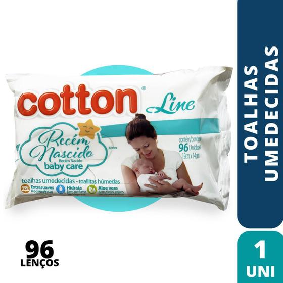 Imagem de Toalha Umedecida Cotton Line Recem Nascido 96Un