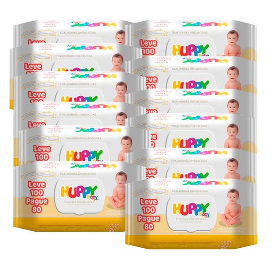 Imagem de Toalha Umedecida Huppy Baby 100unidade KIT 12UNIDADES