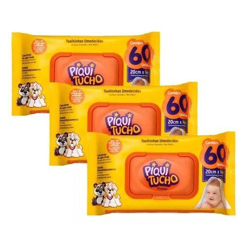 Imagem de TOALHA UMEDECIDA PIQUITUCHO COM 60un PREMIUM - KIT C/3