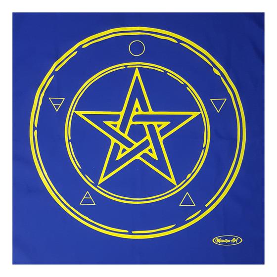 Imagem de Toalha Wicca Pentagrama Toalha Tarô com Brilho Azul Am 70CM