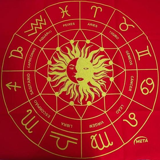 Imagem de Toalha Zodíaco para Jogos de Cartas 70x70cm Vermelha