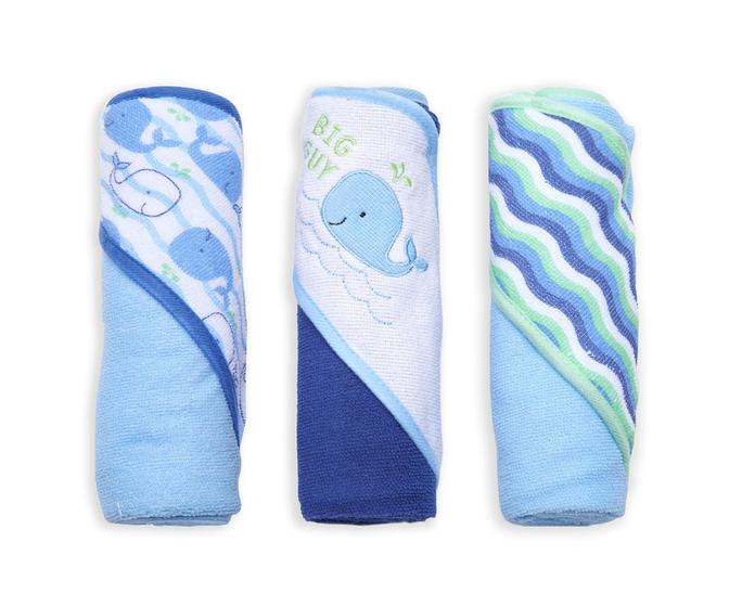 Imagem de Toalhas de Bebê com Capuz, Botões e Pontos - Pacote com 3 - Blue Whale