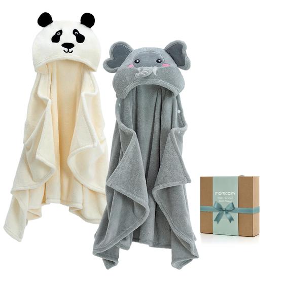 Imagem de Toalhas de Bebê com Capuz Momcozy - Pacote com 2 Unidades de Lã Coral