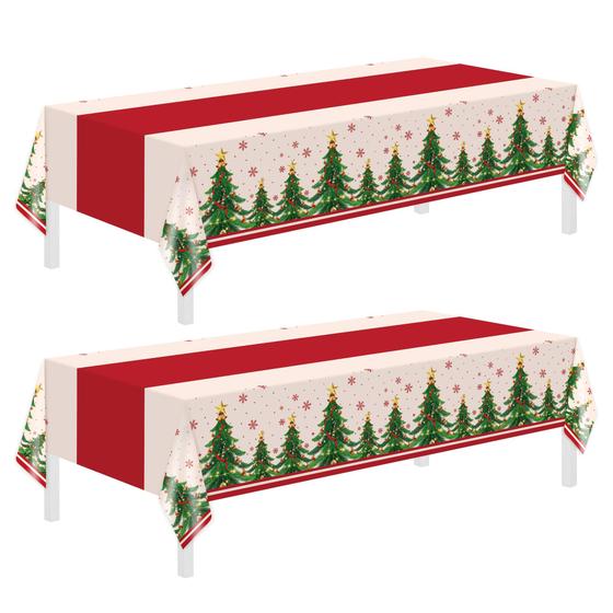 Imagem de Toalhas de Mesa Descartáveis Childom Christmas - Pacote com 2 (137 x 274 cm)