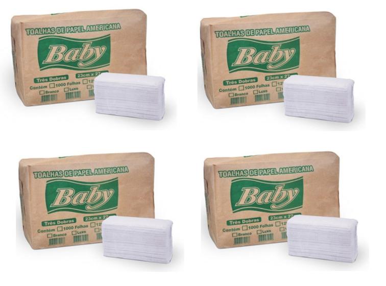 Imagem de Toalhas De Papel Interfolhas 3 Dobras Fardo Com 4 Pacotes