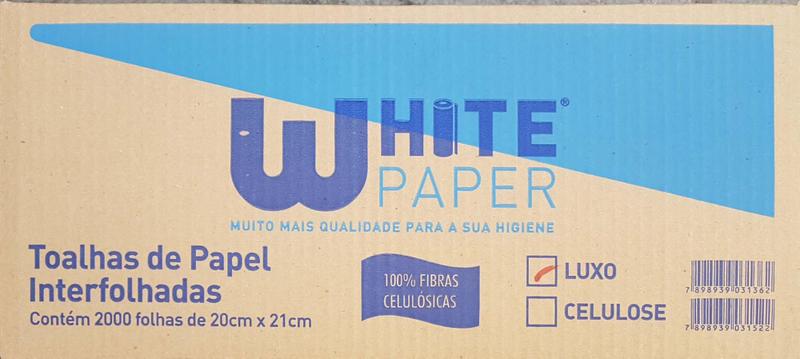 Imagem de Toalhas de Papel Interfolhas. White Paper. Contém 2.000 folhas de 20cm x 21cm.