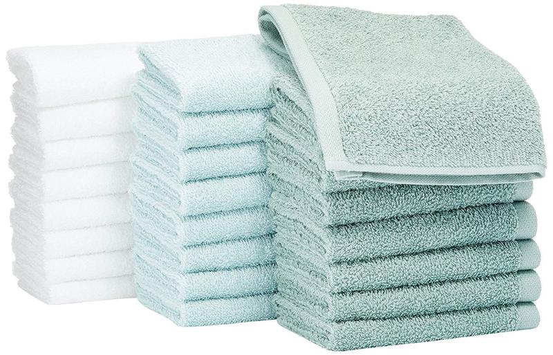 Imagem de Toalhas de Rosto Amazon Basics - 100% Algodão, Extra Absorventes (Pacote com 24)