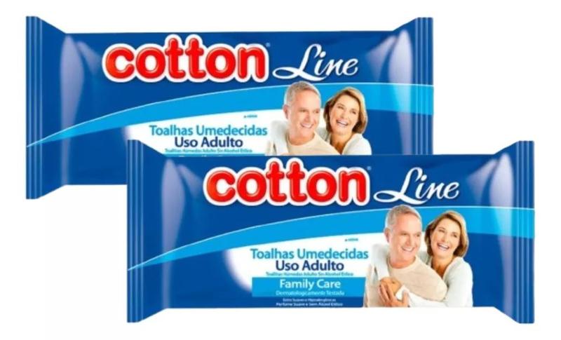 Imagem de Toalhas Lenços Umedecidos Uso Adulto Cotton Line 2 Pacotes Com 40 Unidades Cada