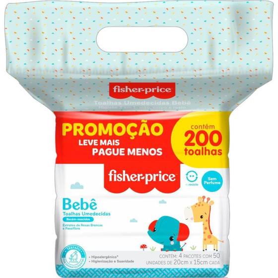 Imagem de Toalhas Umedecidas FISHER-PRICE S/PERFUME 200FLS. Pacote