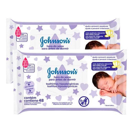 Imagem de Toalhas Umedecidas Johnson's Baby Hora do Sono 48 Unidades  Kit com duas unidades