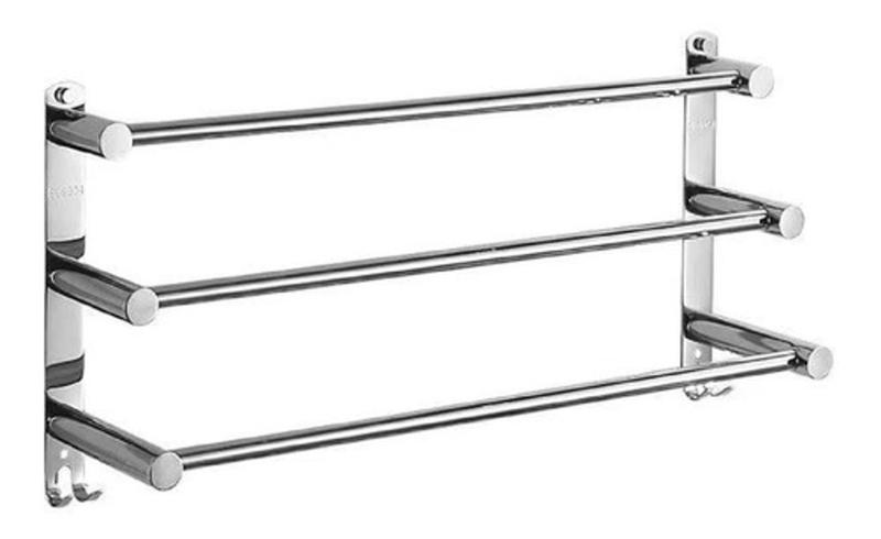 Toalheiro Inox Triplo Porta Toalha de 60cm P/ Hotel Casa Banheiro Lavabo Menor preço em Toalheiro Inox Triplo Porta Toalha de 60cm P/ Hotel Casa Banheiro Lavabo