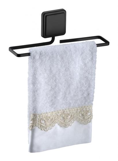Imagem de Toalheiro lavabo preto fosco fixação por adesivo Norbond porta toalha rosto 25 cm Future 183PT